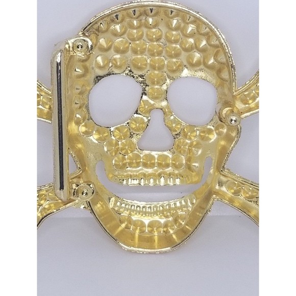 Skull & Crossbones Gold Tone Belt Buckle - Picture 5 of 5